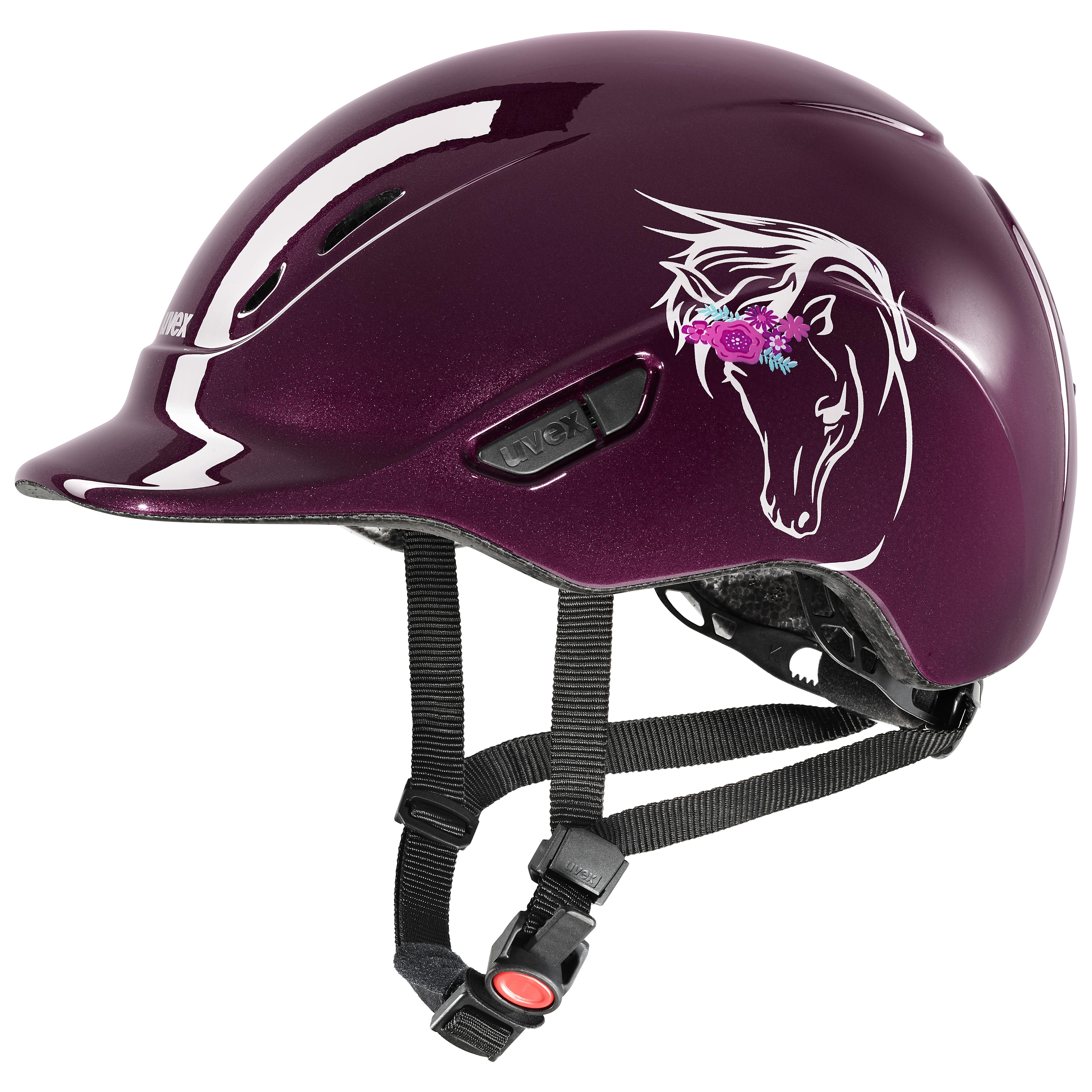 Uvex - Shiny Flower Burgundy - Adjustable Children's Riding Hat size 49-54 cm