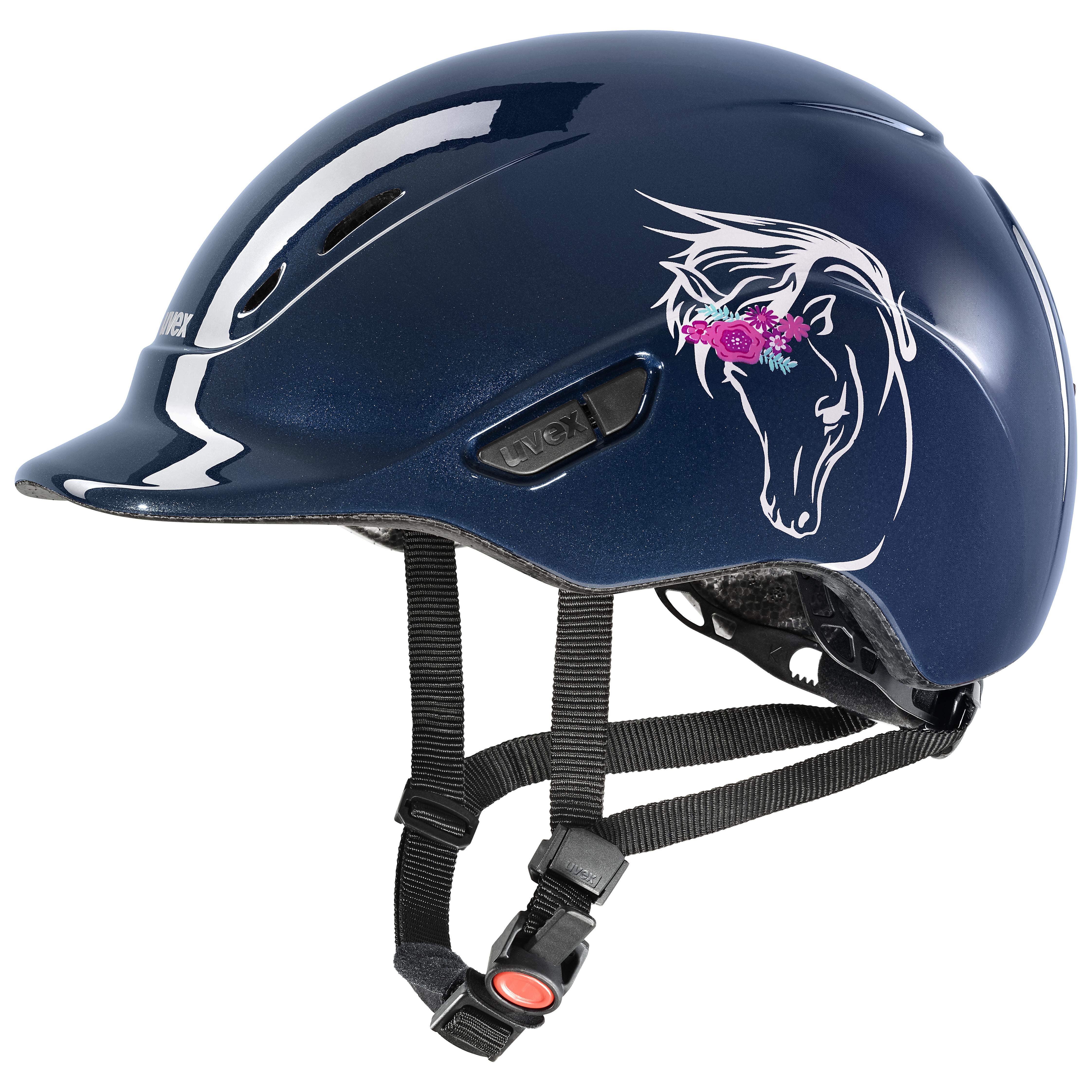 Uvex - Shiny Flower Navy - Adjustable Children's Riding Hat size 49-54 cm